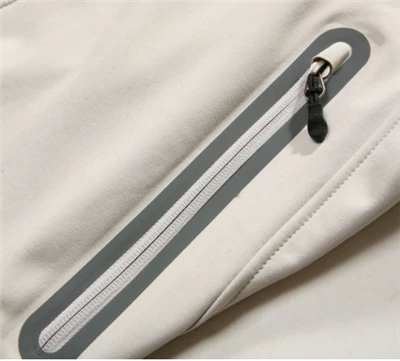 White hooded windbreaker pocket