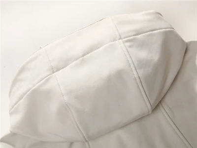 White hooded windbreaker hood