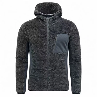 Men's Two‑Tone High‑Pile Outdoor Hooded Jacket